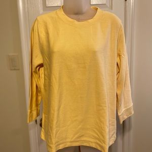 Lands End - Woman’s yellow ribbed crew neck top, Size: L